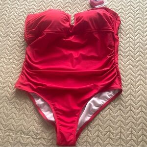 Kona Sol Women's U-Wire Full Coverage One Piece Swimsuit Size 22 Red NWOT